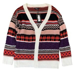 Miss Kelly 1999 Cardigan Sweater Womens Medium/Large Multicolor Striped NWT‎